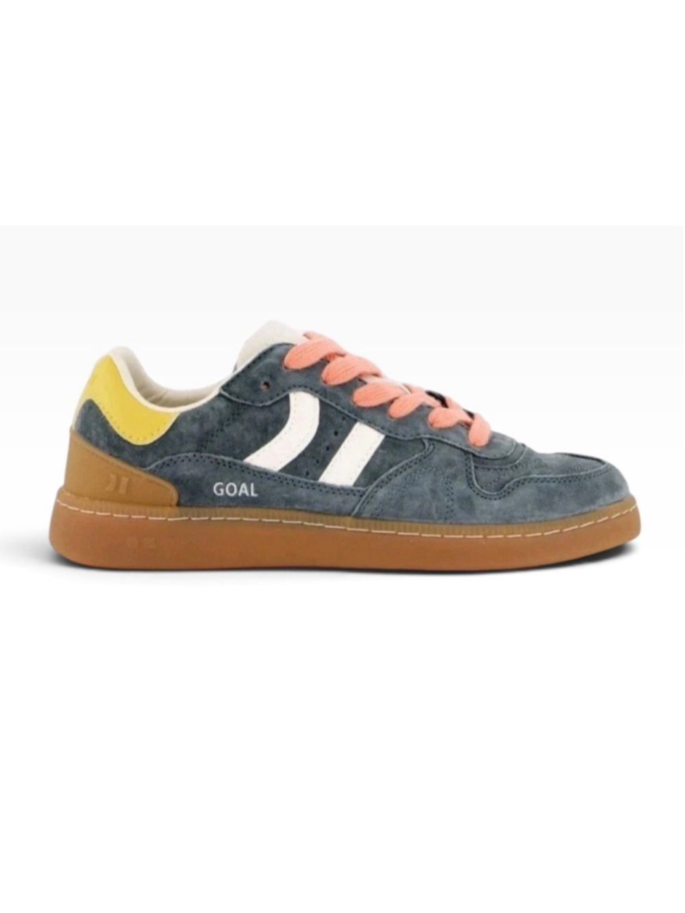 Coolway Goal Blue Coral Yellow Suede Shoes Sneakers Women's Size 11